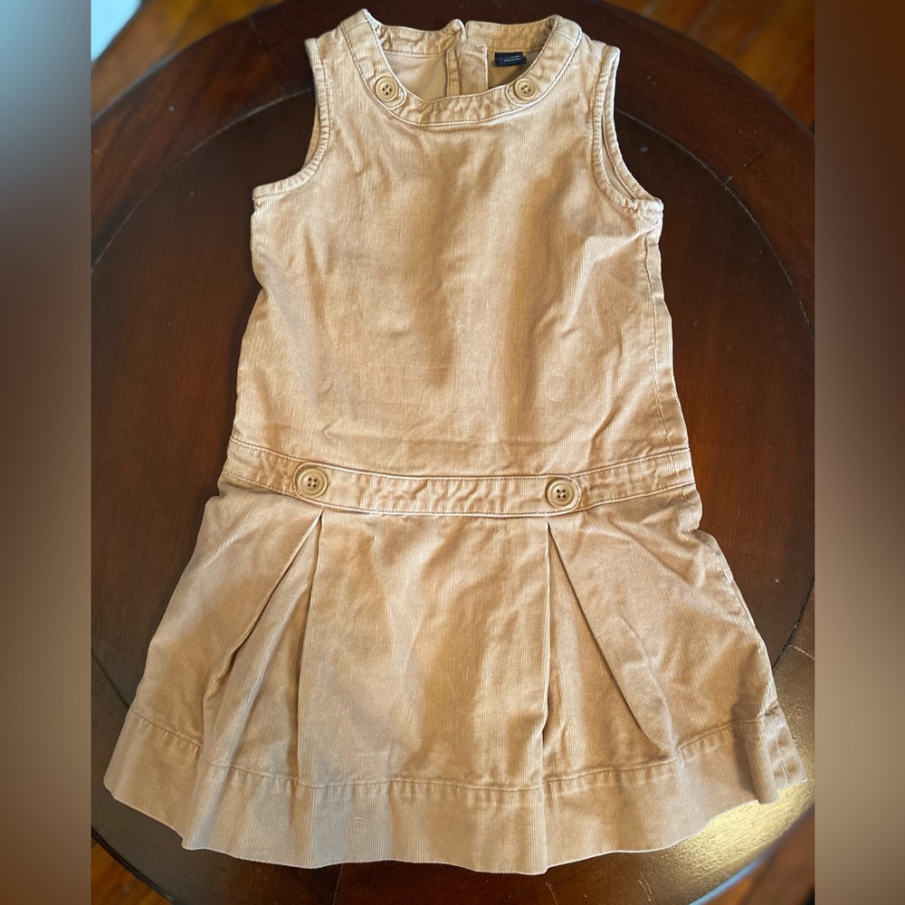 Gap Khaki Corduroy Dress Zip Up Fit & Flare Size 4T
